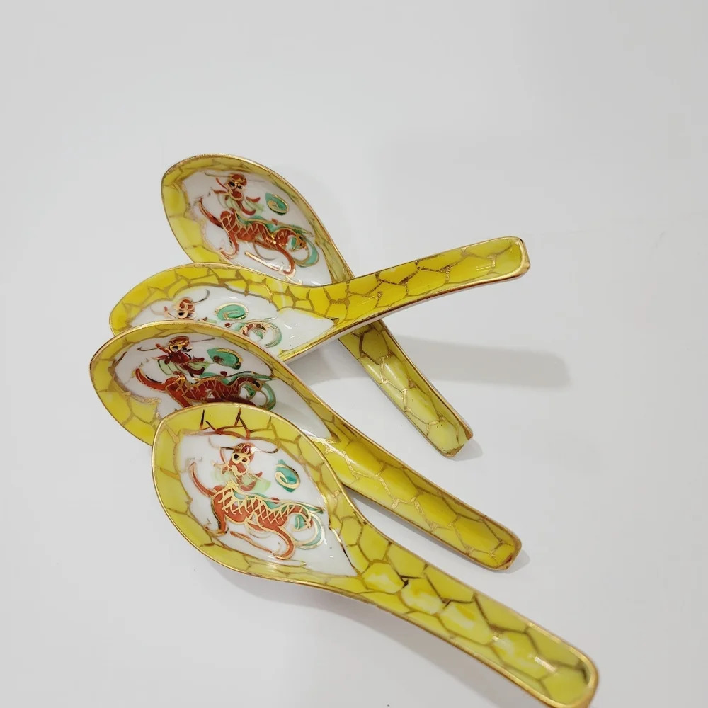 Japanese soup spoon, hands decorated.